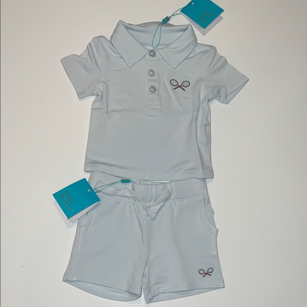 Posh Peanut White Polo & Shorts Matching Set